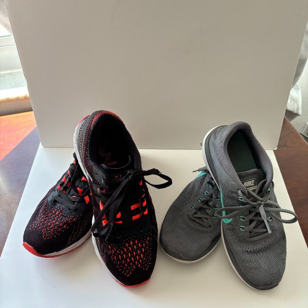 Grey Blue Nike Flex 2016 Run (8), Orange Black 361 Degrees Strata 3 (8.5) Women